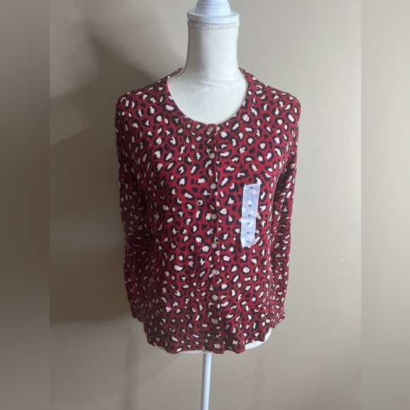 NWT old navy red leopard print cardigan medium - Picture 5 of 10
